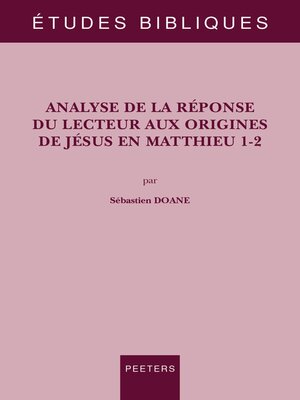 cover image of Analyse de la reponse du lecteur aux origines de Jesus en Matthieu 1-2